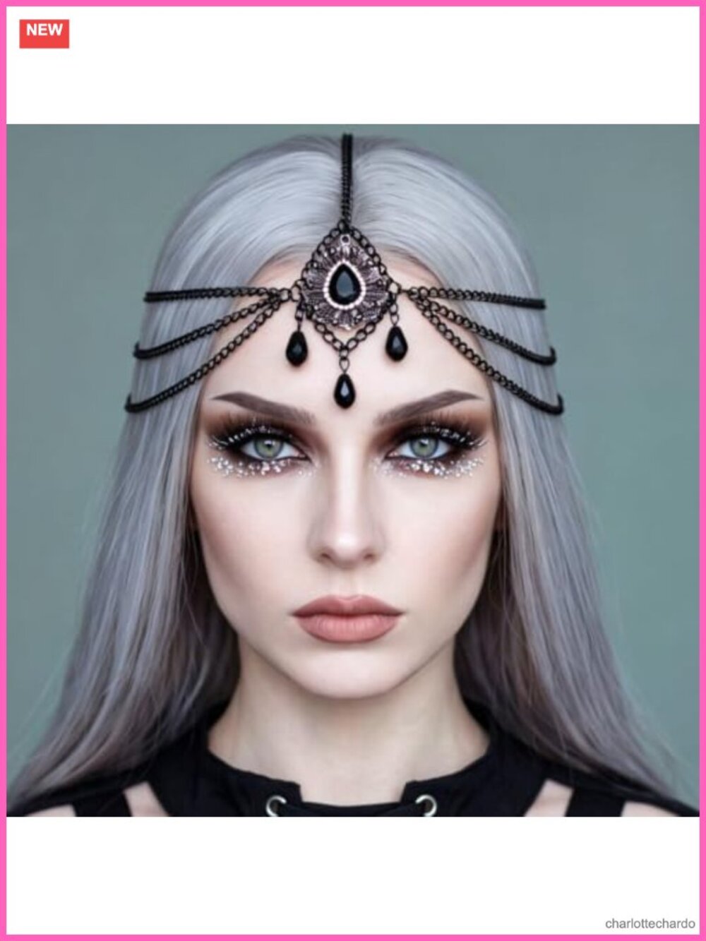 Rhinestone Head Chain Gothic Headpiece Adjustable Halloween Headband